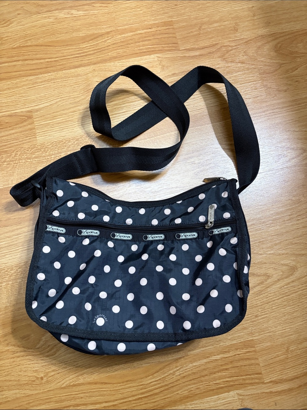 Lesportsac Black and White Polka Dot Crossbody Bag